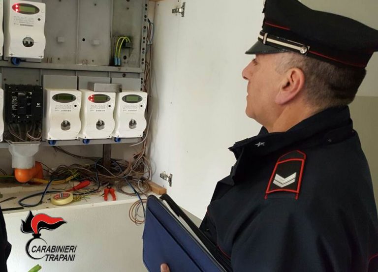 Furto di energia elettrica,  5 denunciati dai carabinieri tra Castelvetrano e Trapani